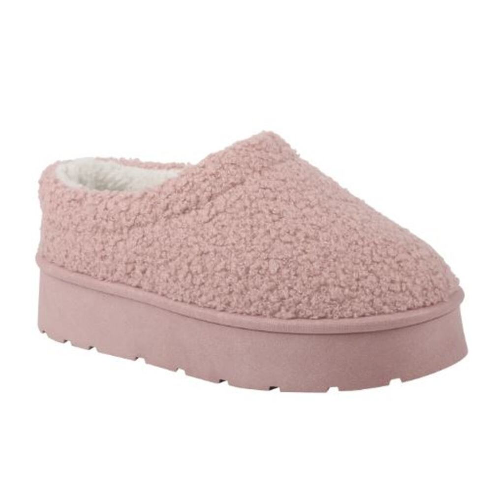 New Love 83 Pink Big Girls Teddy Sherpa Scuff Platform Slipper Size 3